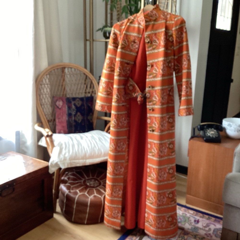 Super Rare Nardis of Dallas Maxi Dress with matching Belt and Coat